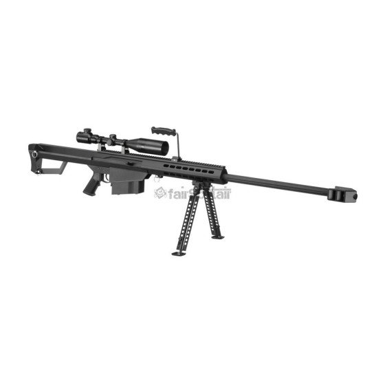 Snow Wolf Barrett M82A1 Bolt Action Sniper Rifle Set - Black